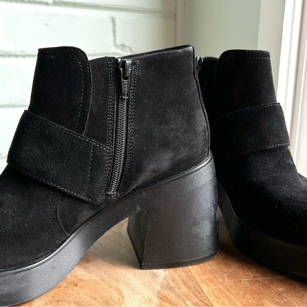 Vagabond Brooke Suede Metal Buckle‎ Square Toe Block Heel 9 39 Black